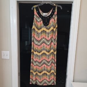 Vibrant Chevron Midi Dress